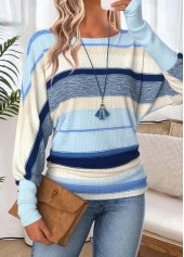 Light Blue Tummy Coverage Striped Long Sleeve T Shirt | thumb picture 