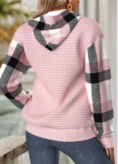 Light Pink Tummy Coverage Plaid Long Sleeve Hoodie | thumb picture 