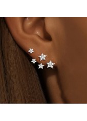 Silver Color Star Alloy Detail Earrings