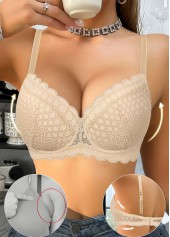 Skin Color V Neck Detail Bra