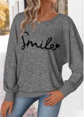 Dark Grey Marl Tummy Coverage Letter Print T Shirt | thumb picture 