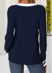 Navy Tummy Coverage Striped Long Sleeve T Shirt | thumb picture 
