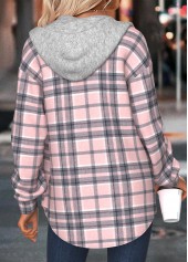 Light Pink Tummy Coverage Plaid Long Sleeve Hoodie | thumb picture 