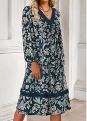 Blue Tummy Coverage Tribal Print Long Sleeve Dress | thumb picture 