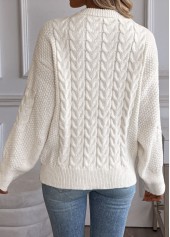 Beige Long Sleeve Round Neck Sweater | thumb picture 