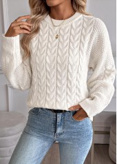 Beige Long Sleeve Round Neck Sweater | thumb picture 