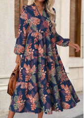 Multi Color Tummy Coverage Floral Print Long Sleeve Dress | thumb picture 