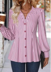 Light Pink Tummy Coverage Striped Long Sleeve Shirt