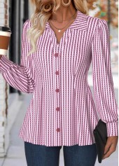 Light Pink Tummy Coverage Striped Long Sleeve Shirt | thumb picture 