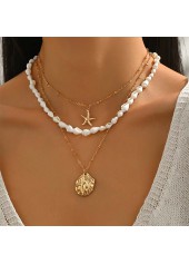 Golden Starfish Scallop Design Alloy Necklace