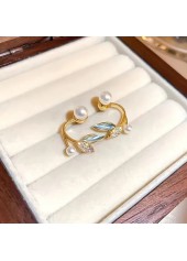 White Pearl Design Alloy Leaf Earrings