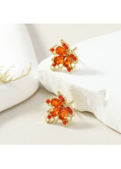 Orange Leaf Alloy Rhinestone Detail Earrings | thumb picture 