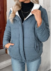 Denim Blue Tummy Coverage Long Sleeve Hooded Coat | thumb picture 