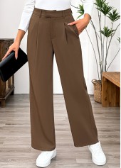 Dark Camel Pocket Straight Leg Elastic Waist Pants | thumb picture 