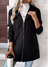 Black Tummy Coverage Long Sleeve Hooded Coat | thumb picture 