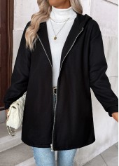 Black Tummy Coverage Long Sleeve Hooded Coat | thumb picture 