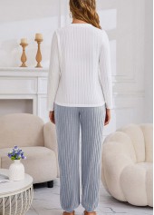 White Heart Print Long Sleeve Lounge Top and Pants | thumb picture 