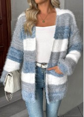 Dusty Blue Tummy Coverage Long Sleeve V Neck Cardigan | thumb picture 