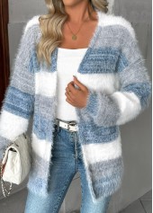 Dusty Blue Tummy Coverage Long Sleeve V Neck Cardigan