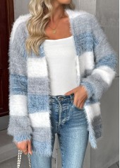 Dusty Blue Tummy Coverage Long Sleeve V Neck Cardigan | thumb picture 