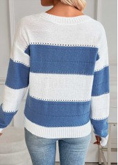 Blue Tummy Coverage Striped Long Sleeve Round Neck Sweater | thumb picture 