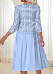 Blue Tummy Coverage Plaid Long Sleeve Dress and Cardigan | thumb picture 