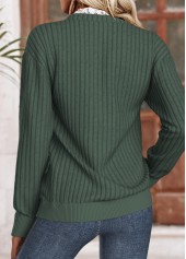 Green Frill Long Sleeve Split Neck Sweatshirt | thumb picture 