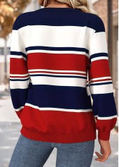 Multi Color Tummy Coverage Geometric Print Long Sleeve Sweatshirt | thumb picture 