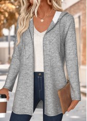 Dark Grey Marl Tummy Coverage Long Sleeve Hooded Coat