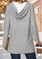 Dark Grey Marl Tummy Coverage Long Sleeve Hooded Coat | thumb picture 