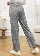 Grey Animal Print Straight Leg Elastic Waist Pants | thumb picture 