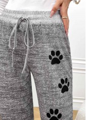 Grey Animal Print Straight Leg Elastic Waist Pants | thumb picture 