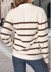 Beige Tummy Coverage Striped Long Sleeve Sweatshirt | thumb picture 