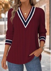 Wine Red Tummy Coverage Long Sleeve T Shirt