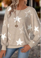 Light Camel Tummy Coverage Star Print T Shirt | thumb picture 