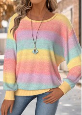 Multi Color Tummy Coverage Ombre Long Sleeve T Shirt