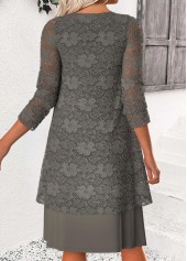 Grey Tummy Coverage Long Sleeve Dress and Cardigan | thumb picture 