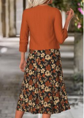 Terracotta Tummy Coverage Floral Print Dress and Cardigan | thumb picture 