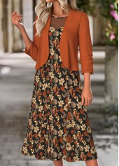 Terracotta Tummy Coverage Floral Print Dress and Cardigan | thumb picture 