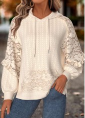 Beige Tummy Coverage Long Sleeve Hoodie