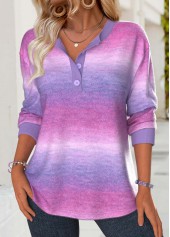 Multi Color Tummy Coverage Ombre Long Sleeve Sweatshirt | thumb picture 