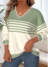Multi Color Tummy Coverage Geometric Print Long Sleeve Sweatshirt | thumb picture 