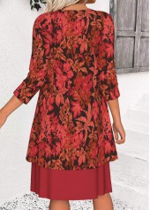Red Tummy Coverage Leaf Print Dress and Cardigan | thumb picture 