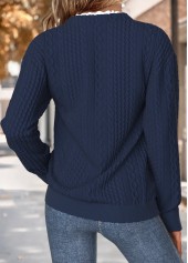 Navy Tummy Coverage Long Sleeve Split Neck Sweatshirt | thumb picture 