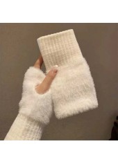 White Acrylic Wrist Warming Fingerless Gloves