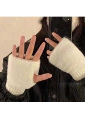 White Acrylic Wrist Warming Fingerless Gloves | thumb picture 