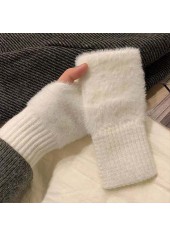 White Acrylic Wrist Warming Fingerless Gloves | thumb picture 