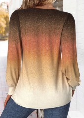 Multi Color Tuck Stitch Ombre Long Sleeve T Shirt | thumb picture 