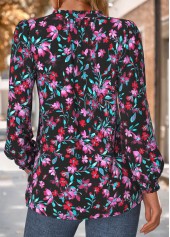 Multi Color Frill Floral Print Long Sleeve Blouse | thumb picture 