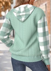 Sage Green Tummy Coverage Plaid Long Sleeve Hoodie | thumb picture 